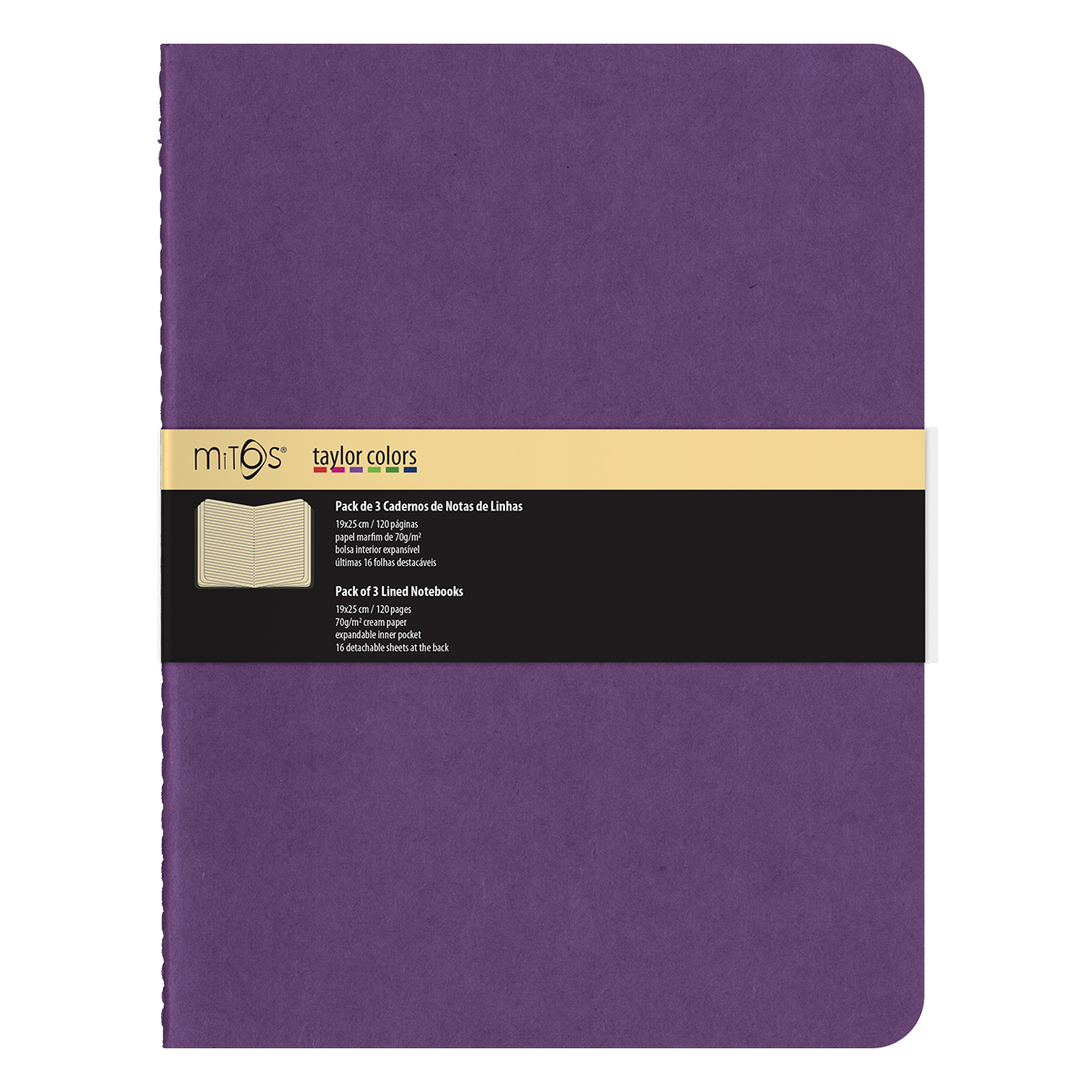 MITOS® TAYLOR-Pack3 Cadernos Notas Linhas(19x25cm)120pag